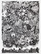 The Smoke From The Chimney -  188 x 245 cm. Poscapen og Tusch (Indian Ink) på papir. 
   