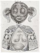 'Grey Area': THE EMPRESS / KEJSERINDEN - 2016, 76 x 57 cm., Ink, pencil, salt on paper. 'Grey Area': THE EMPRESS / KEJSERINDEN - 2016, 76 x 57 cm., Ink, pencil, salt on paper.