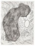 'Grey Area': THE SLEEP / SØVNEN - 2016, 76 x 57 cm., Ink, pencil, salt on paper. 'Grey Area': THE SLEEP / SØVNEN - 2016, 76 x 57 cm., Ink, pencil, salt on paper.