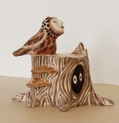 Exotic Souvenir (Tree Stump) - 2017, Burned ceramics, Acrylic paint, lacquer, 21x25 cm