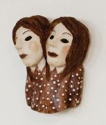 Exotic Souvenir (Siamese Twins) - 2017, Burned ceramics, Acrylic paint, lacquer, 17x14 cm