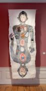 Grey Memory-Ghost - 240x95 cm, Collage. Akvarel, tusch og sytråd på japanpapir, 2019 Grey Memory-Ghost - 240x95 cm, Collage. Akvarel, tusch og sytråd på japanpapir, 2019
