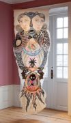 Totem - 260x93 cm, Collage. Akvarel, tusch og sytråd på japanpapir, 2019 Totem - 260x93 cm, Collage. Akvarel, tusch og sytråd på japanpapir, 2019