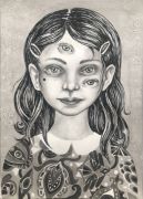 Young Girl - 36x26 cm, Tusch og blyant på papir, 2019 Young Girl - 36x26 cm, Tusch og blyant på papir, 2019
