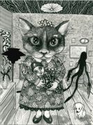 Housecat - _2013, 23 x 31 cm. Indian Ink and felt-tip pen on paper. Housecat - _2013, 23 x 31 cm. Indian Ink and felt-tip pen on paper.